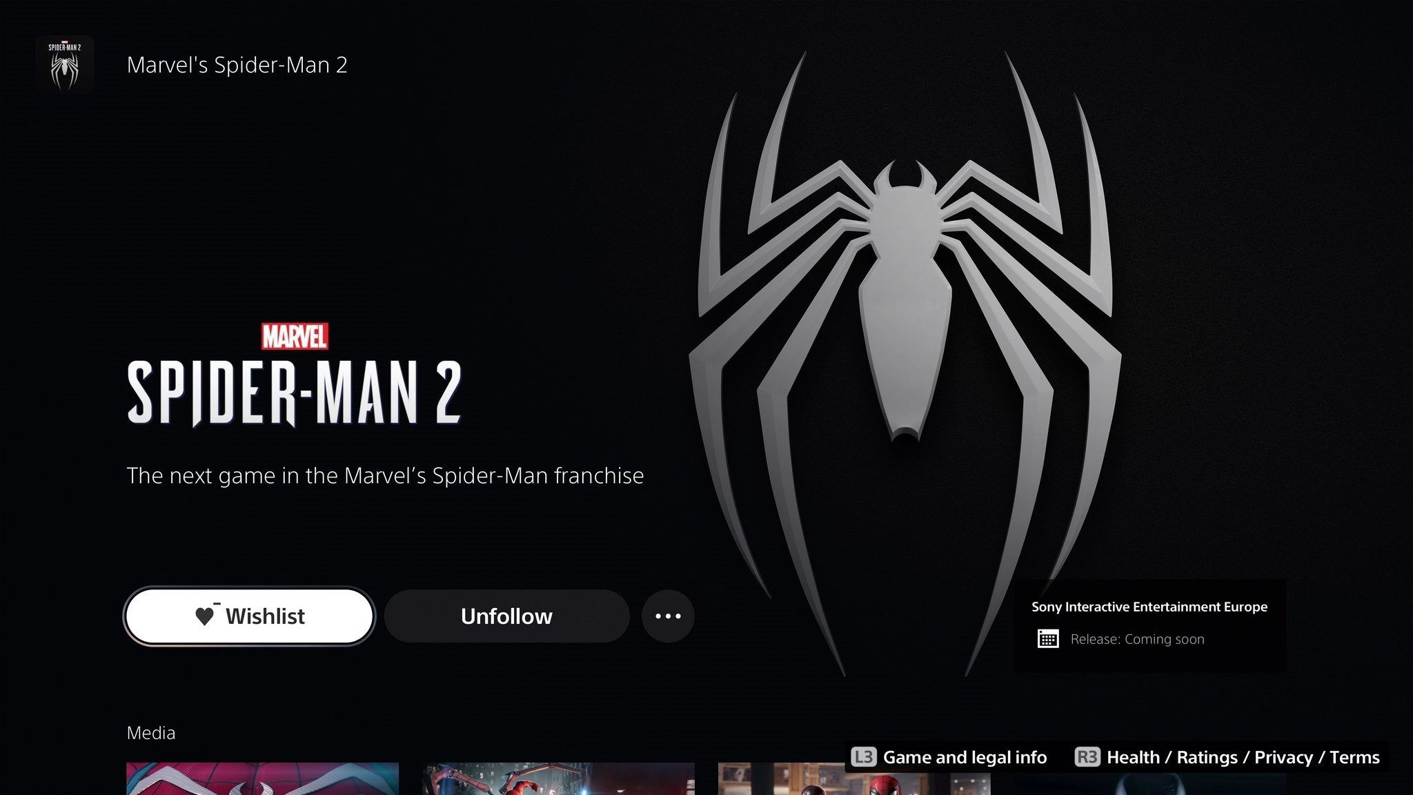 Страница Человека-паука 2 появилась в PS Store